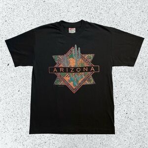 Vintage 90s Arizona Cactus Graphic Tee Bronze Single Stitch Medium